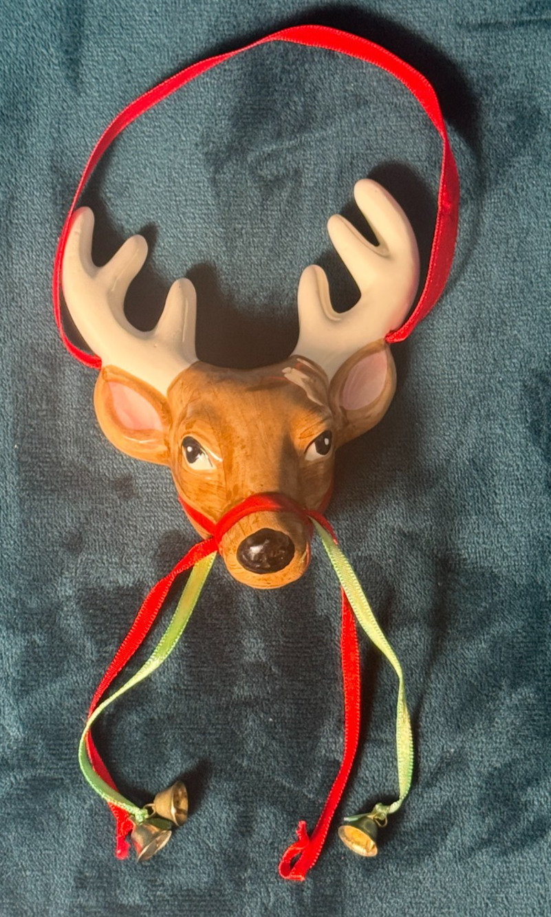 VTG Midwest Imports Reindeer Head Ceramic Christmas Ornament Taiwan - See Pics